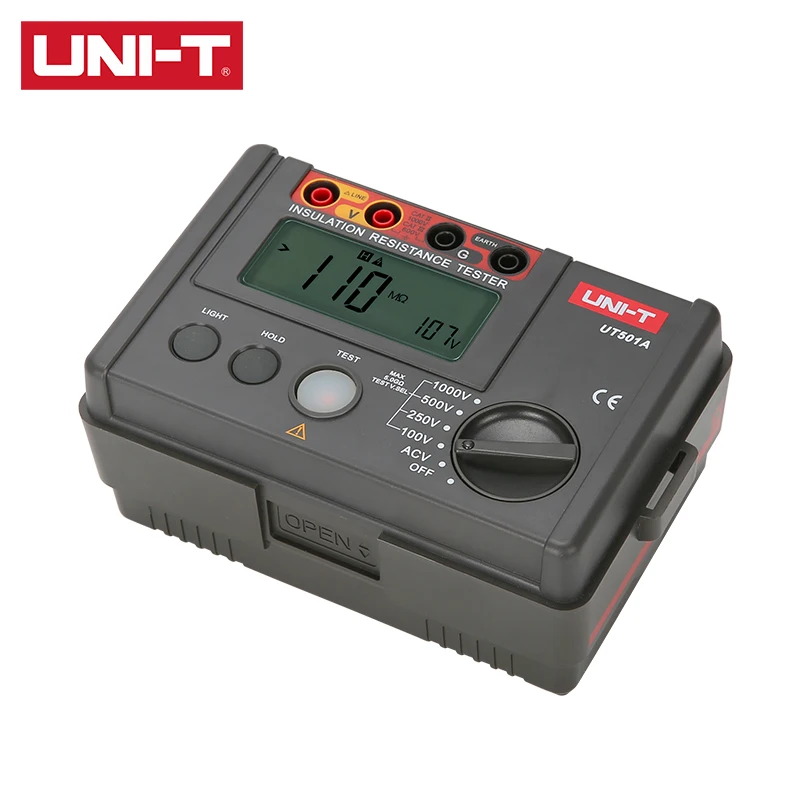 UNI-T UT501A Insulation Resistance Tester 1000V Megohmmeter 5GΩ Ohm Meter Professional Digital Ohmmeter Electrical Megometer