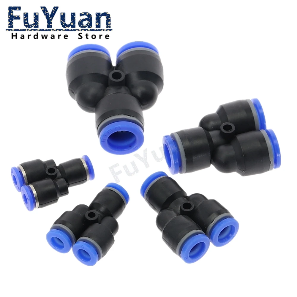 3-Way Port Y Shape Air Pneumatic 12mm 8mm 10mm 6mm 4mm 14mm 16mm OD Pipe Connector Push in Gas Plastic Slip Lock Quick Connector