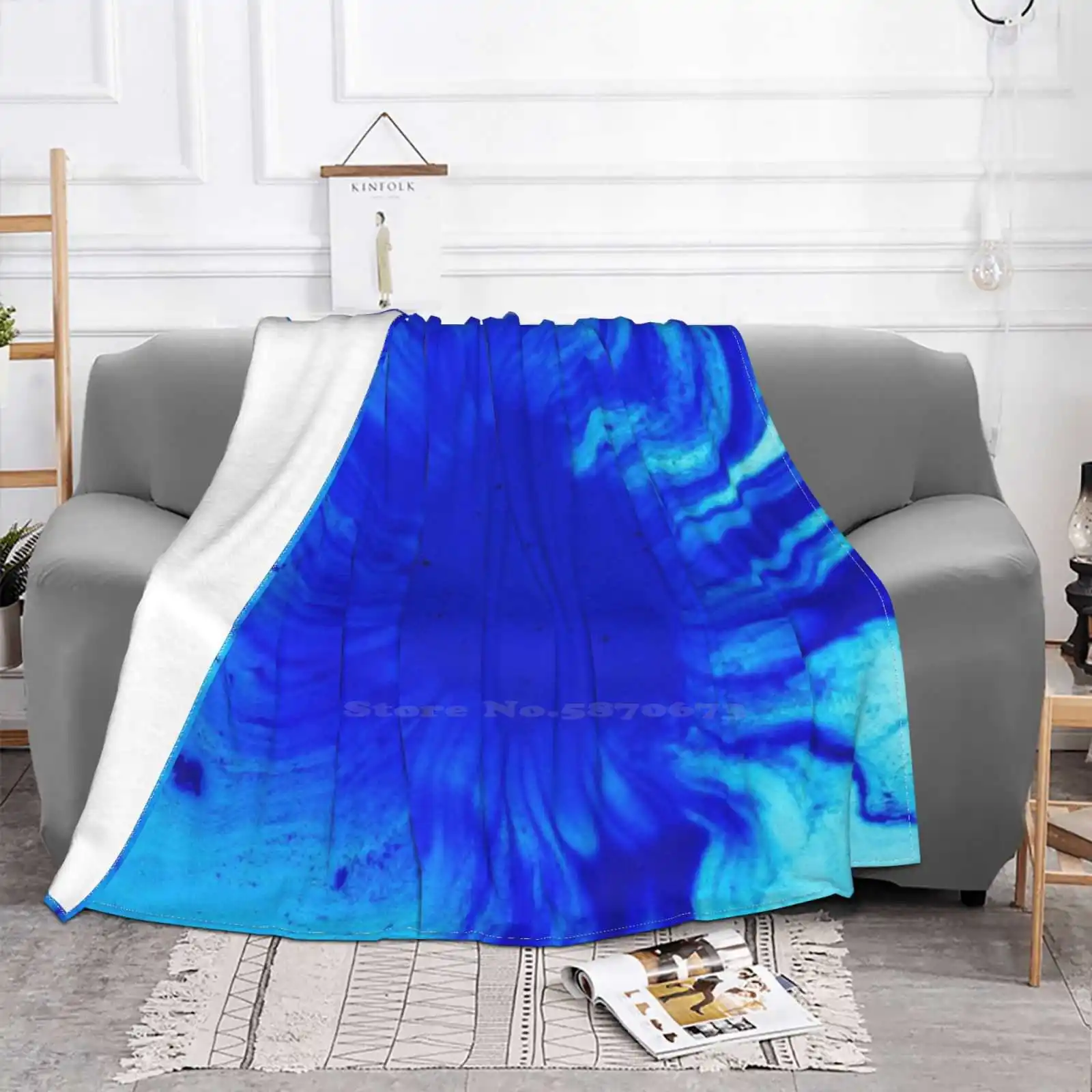 Blue Abstract Art Designd Air Conditioning Blanket Soft Throw Blanket Untitled Blue Abstract Hole Colors Textured Full Frame