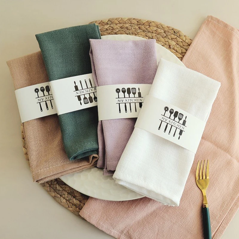 Cotton Linen Table Napkins Home Kitchen Solid Color Tea Towel Absorbent Dish Cleaning Towel Wedding Party Table Napkin 40x40cm