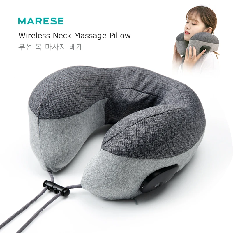 MARESE Wireless Portable Electric U-Shaped Neck Massage Pillow With Heat Cervical Shiatsu Massager For Home Travel Driving MR-U2