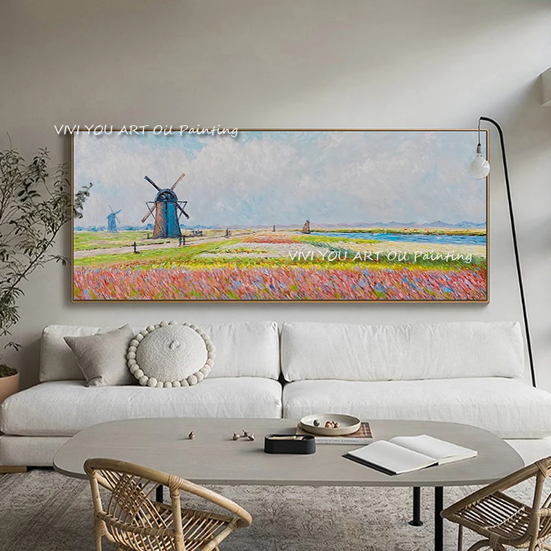 

The Handmade Oil Arts Country Grass Landscpace on Canvas Handpainted Cuadro Modern Abstract Painting Wall Pictures Frameless