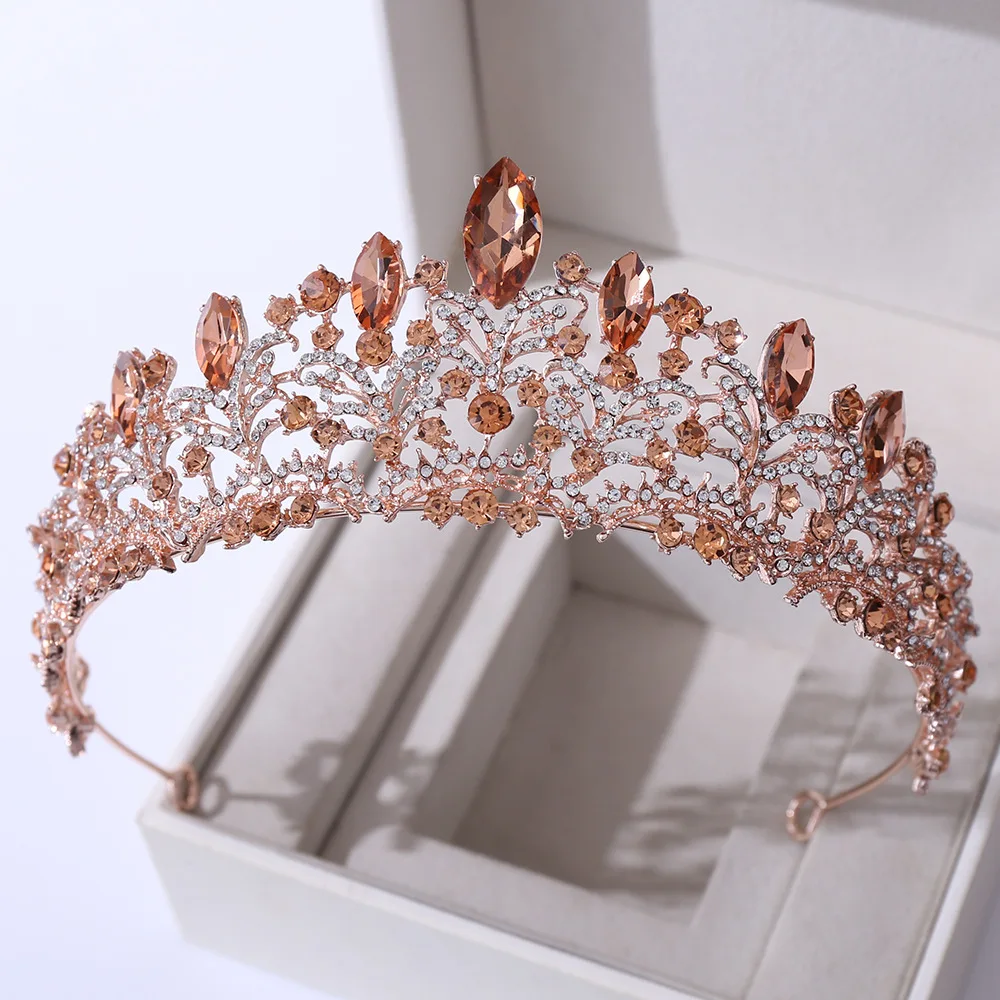 KMVEXO Wedding Crown Hair Jewelry Bridal Hair Accessories Women Baroque Crown Rhinestones Crystal Tiaras Bride Queen Party Gift