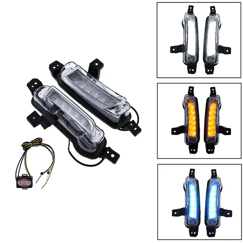 Imagen 2 del producto 2 unids/set luz LED de circulación diurna DRL lámpara antiniebla con señal de giro amarilla compatible con Suzuki Vitara 2015 2016 2017 2018 2019 2020