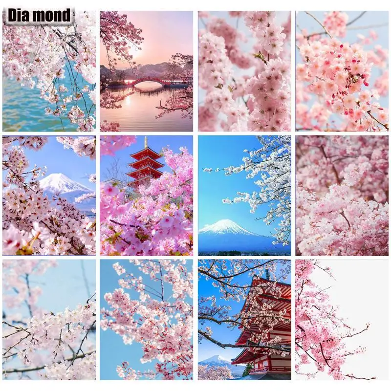 

5D DIY Diamond Painting Cherry Blossoms Tree Full Drill Diamond Embroidery Flower Mosaic Cross Stitch Art Handicraft Home Decor