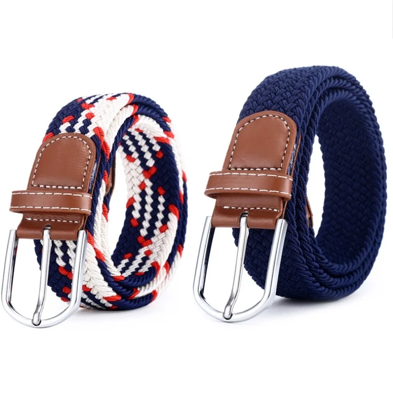 

2022Belt Jeans Casual Tide All-Match Free Men And Women Decorative With Stretch Canvas Woven Elastic Perforated Belt 60 Colors