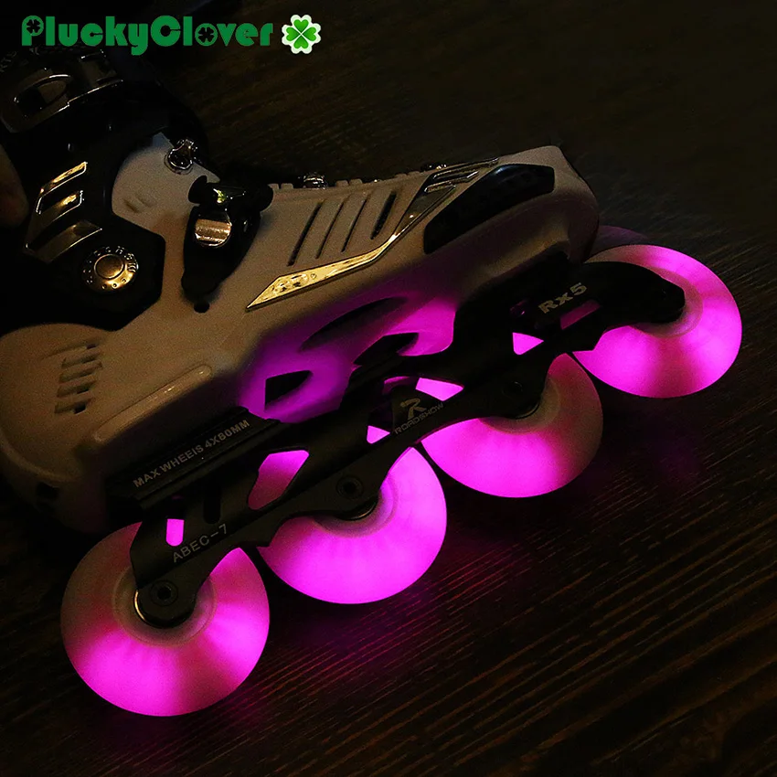 4 Uds rueda de rodillo Flash en línea 90A 60mm 64mm 68mm 70mm rueda SEBA Skate luz LED rodillo PU Freestyle Slalom Patines ruedas de neumáticos