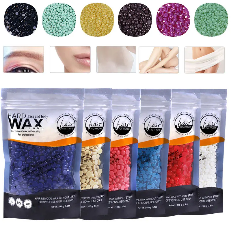 100g Wax beans Hard Hot Film Waxing Beans Bead Pellet Armpit Arm Legs Hair Removal No Strip Depilatory Wax-melt Warmer Machine