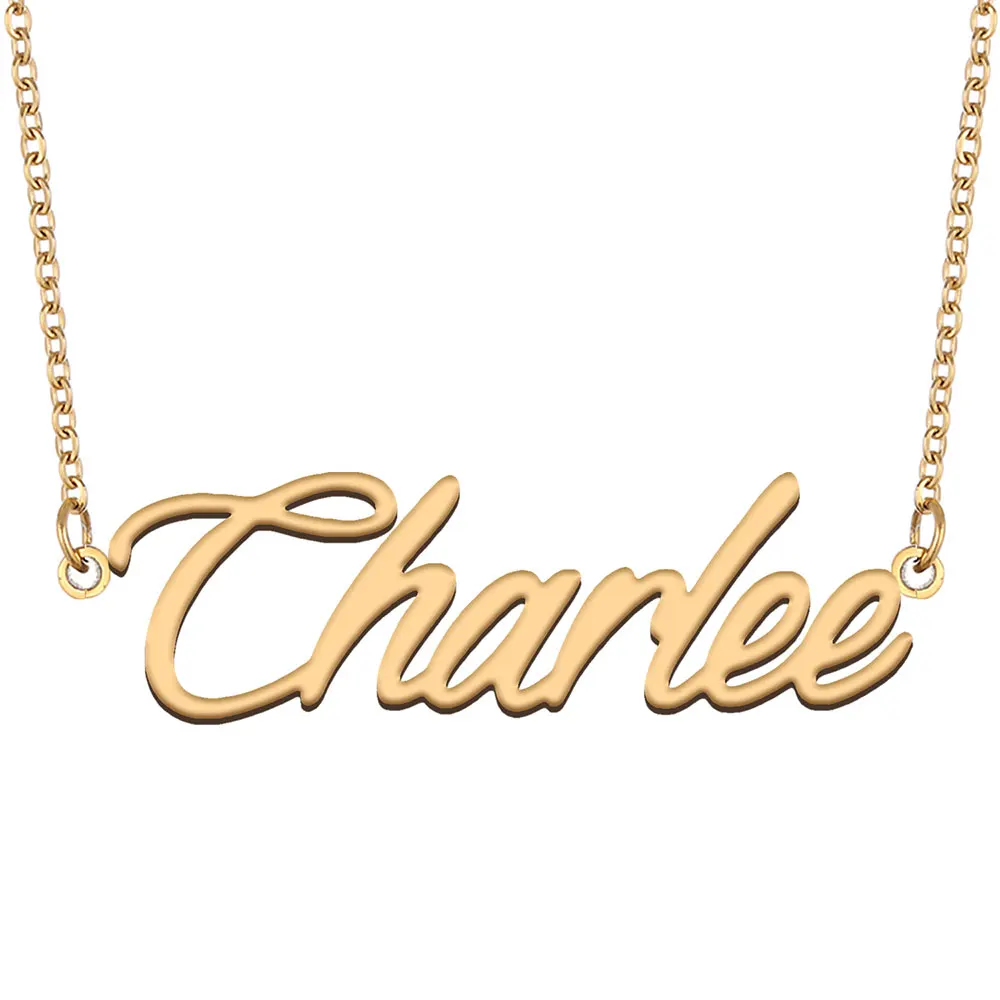 

Charlee Name Necklace for Women Stainless Steel Jewelry Gold Plated Nameplate Pendant Femme Mothers Girlfriend Gift