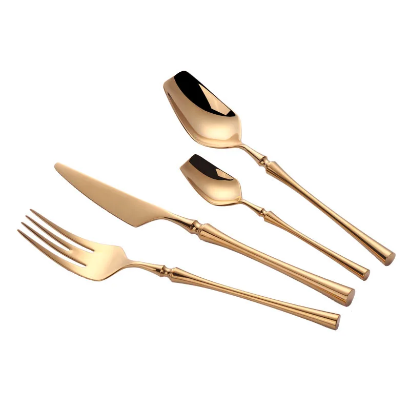 KuBac HoMmi Stainless Steel Mirror Polished Cutlery Set Shinny Gold Dinnerware Set Western Tableware Dinnerware Gift Drop ship