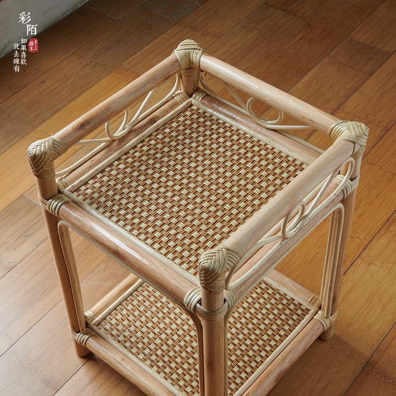 Real Rattan Sofa Side Table Natural Side Table Log Mini Simple Nordic Coffee Table Rattan Boiling Water Corner Flower Stand