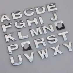 Alphabet Lettre Autocollants De Voiture Style Auto-Adhésif Auto Danemark ge Emblème Auto Tuning Autocollant A-Z 3D Chrome 25mm Accessoires De Voiture