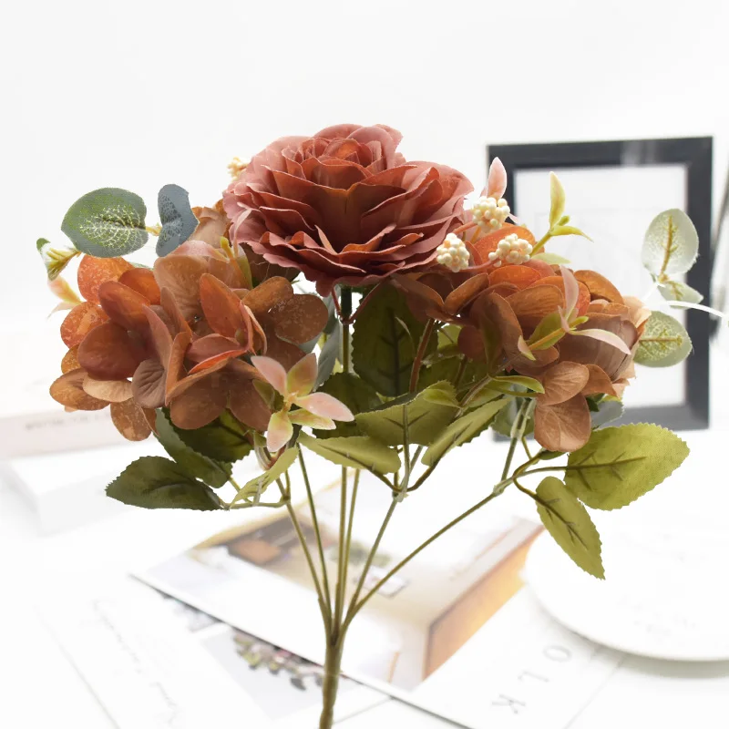30CM Künstlicher Rosen-Pfingstrosen-Strauß Hochwertige Kunstblumen Heimdekoration DIY-Handwerk Pflanzenarrangement Hochzeitsdekoration Bonsai – Detail 5