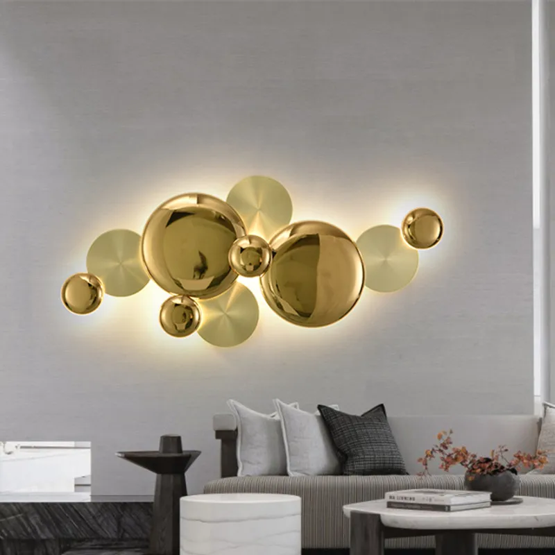 Electroplating Gold Discs Wall Lights Nordic wall lamp luxury design Lotus Leaf for Bedside Lamp Indoor Decoration lounge light