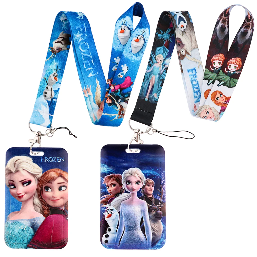 

YQ180 Cartoon Movies Frozen Lanyard Princess Elsa Phone Rope for USB ID Badge Holder Neck Strap Keychain Cord Lariat Girls Gifts