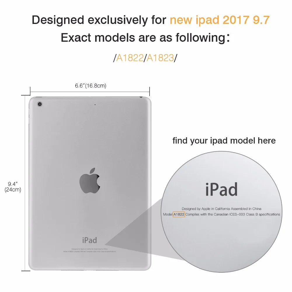 Case for iPad 9.7 2018/2017,Smart Case Light Weight Slim Soft TPU Back Cover Protector,with Auto Wake/Sleep Function, Magnetic