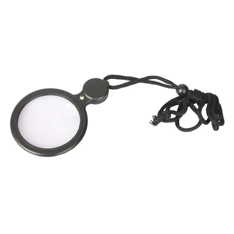 Handheld Portable magnifier with LED Light Hanging Type Reading Magnifying Glass with Rope 4X 10X loupe Double Lens lupa