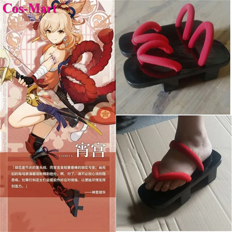 [In Stock] Cos-Mart Game Genshin Impact Yoimiya Shoes Cosplay Universal Fashion Combat Clogs Unisex Role Play Used Accessories