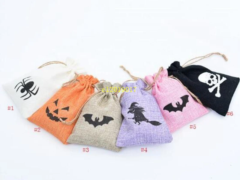 Christmas Halloween Canvas gift candy Drawstring Bags Xmas kids Gifts pouch Santa snowman witch pumpkin decorations Sacks Bag