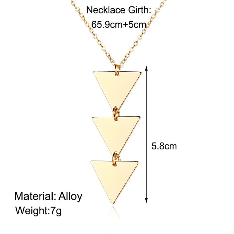 fashion necklace for women Long chain metal smooth triangle one piece Pendant Chains aesthetic Accessories neck Gift wholesale