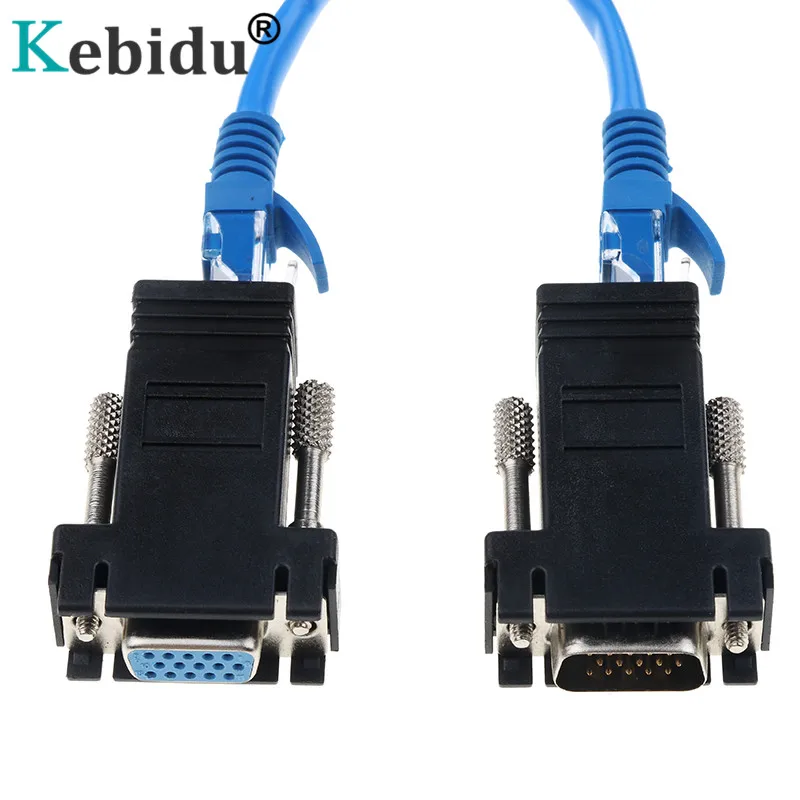 Kebidu Przedłużacz RJ45 do VGA męski do LAN CAT5e CAT6 RJ45 Kabel sieciowy Ethernet żeński Adapter Komputer Dodatkowy przełącznik Konwerter