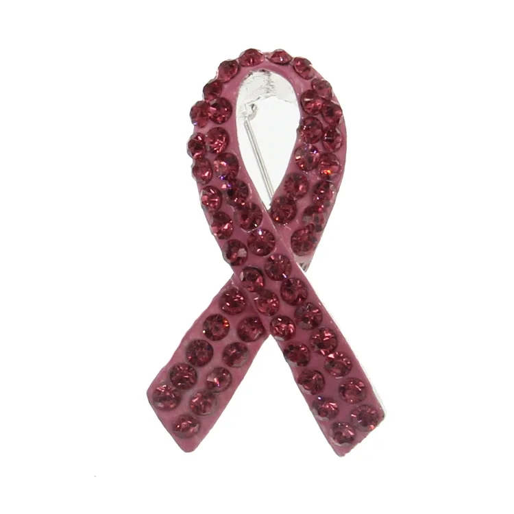 

Pink Ribbon Rhinestone Enamel Breast Cancer Pin Brooch