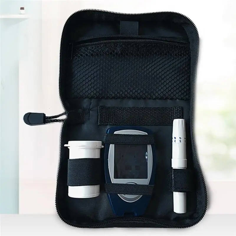 Bolsa de almacenamiento para oxímetro de 2 piezas, bolsa portátil para medir glucosa en sangre, estuche de tela Oxford para dispositivos médicos