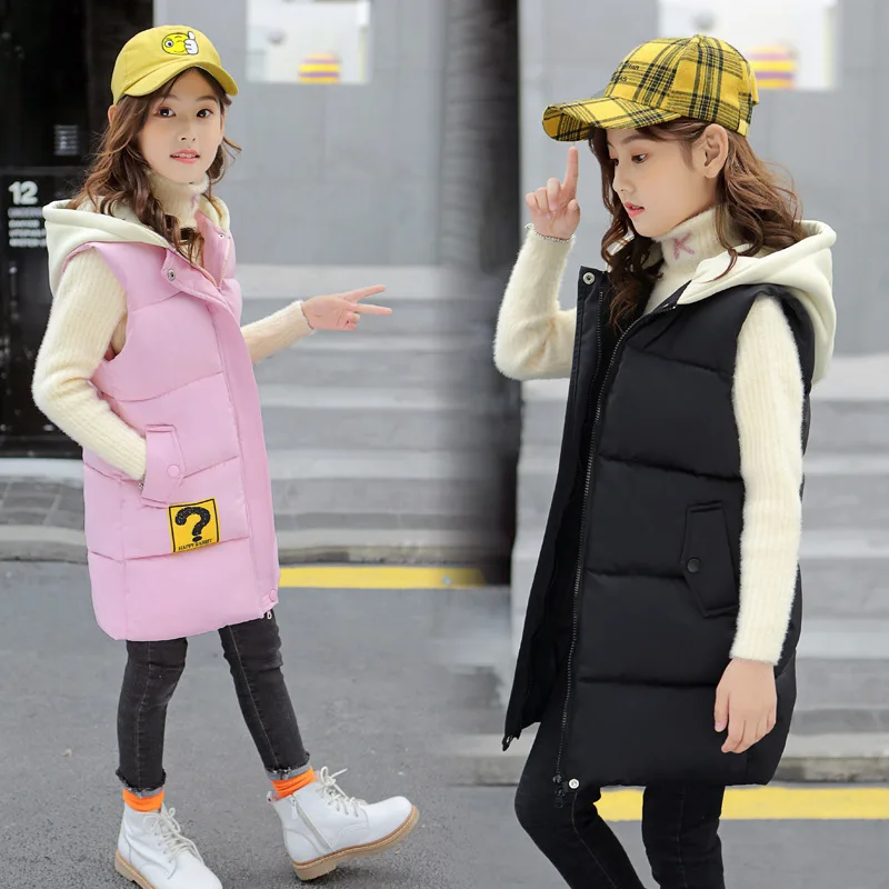 Fashion Kids Girls Warm Vest Autumn Winter Thicken Add Wool Sleeveless Coats for Teenage Cotton Children Outerwear Sport Jackets