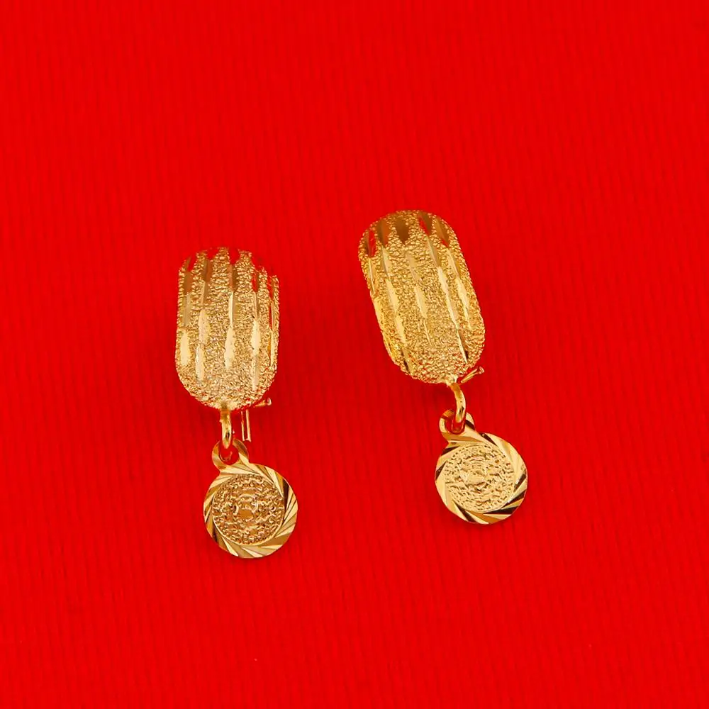 Gold Color Africa Coin Earrings For Women Girl Small Dubai Coins Earrings Arab Jewelry