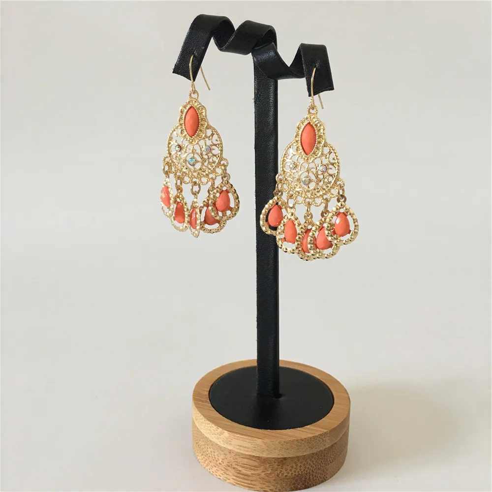 Boho Style Women Earrings Gold Color Plating Orange Stone Decortion Dangle Earrings for Women 2020