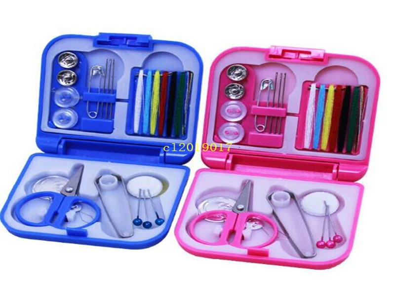 

300pcs Blue Portable Travel Sewing Kits Box Needle Threads Scissor Thimble Home Tools