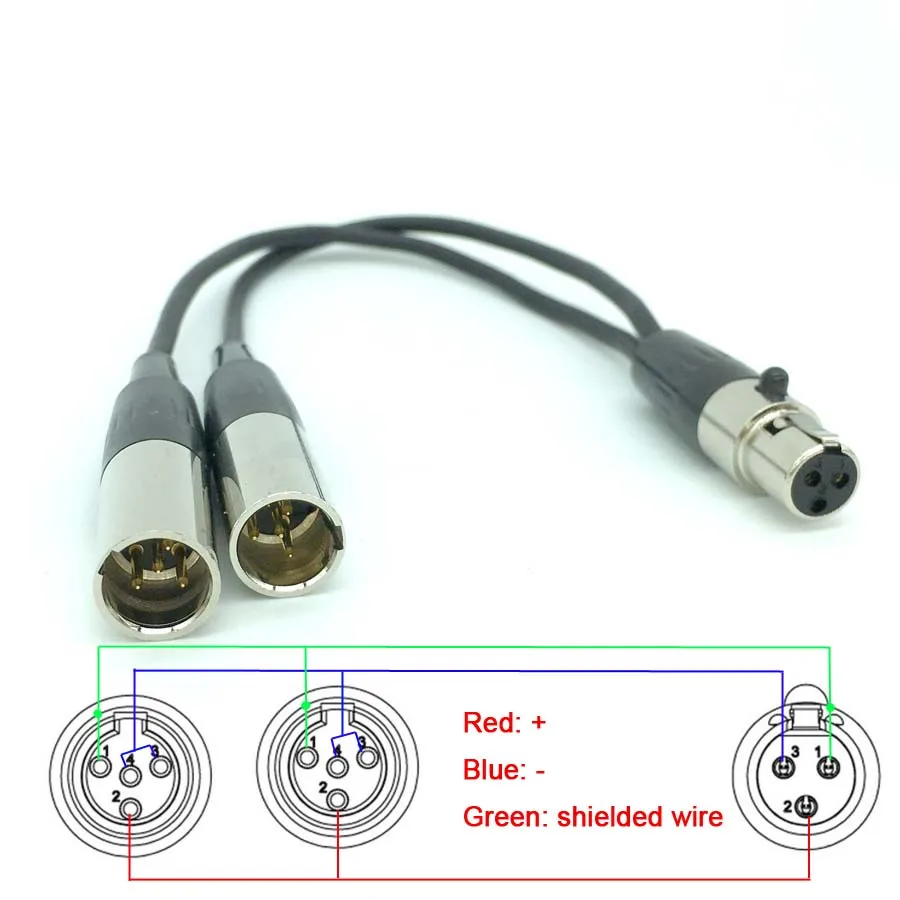 

Audio Cables Connector 3-Pin Mini XLR Female TO 2x4 pin Male Pro Mic microphone 10/50/100/150 Cm