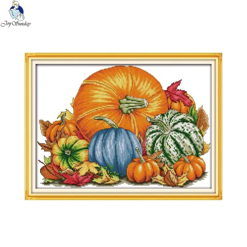 

Pumpkin pattern DIY cross stitch kit 11CT 14CT counted and stamped canvas needle and thread embroidery kitchen home decor gifts