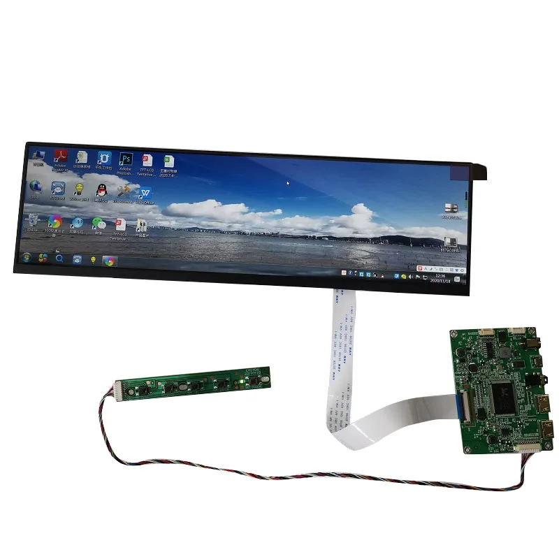 

12.6-inch bar LCD module kit 1920*515 HDMI-compatible Raspberry Pi displays computer temperature memory car LCD display DIY kit