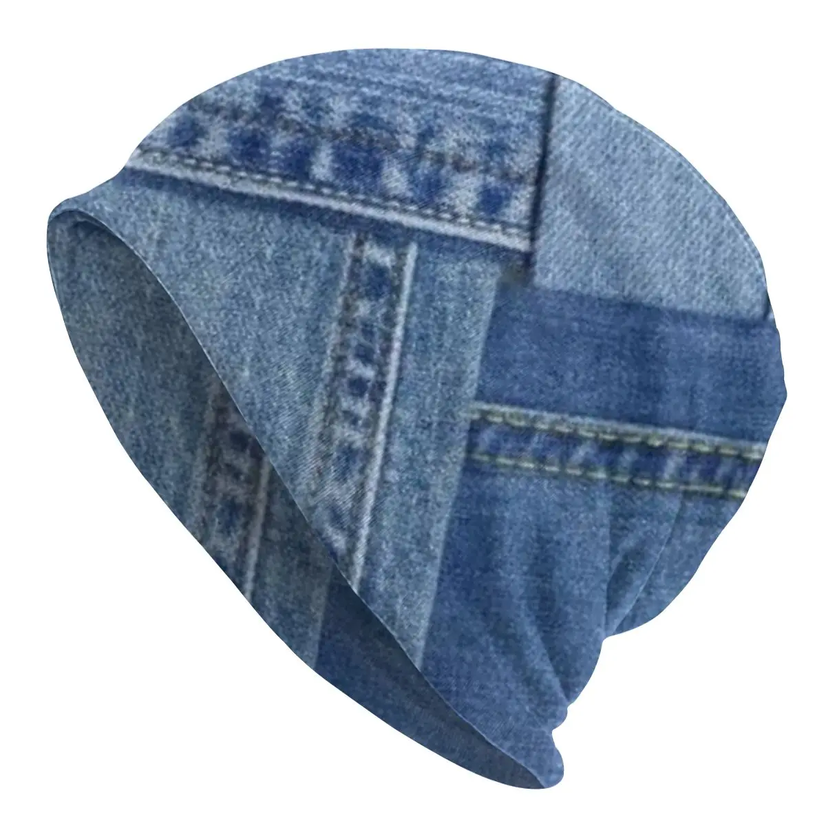 Imitation Denim Print Bonnet Hats Knit Hat Hip Hop Outdoor Skullies Beanies Hat Unisex Warm Dual-use Cap