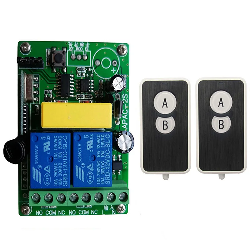 

Wireless Remote Control Switch AC 220V 2CH Receiver Module and RF Transmitter For Smart Home LED Light Remote Control DIY