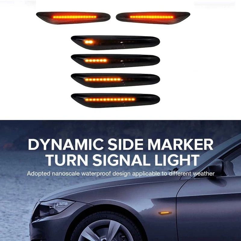 New2PCS Led Dynamic Turn Signal Light Side Marker Sequential Blinker Lamp for -BMW E46 E36 E60 E61 E90 E91 E92 E93 X1 E84