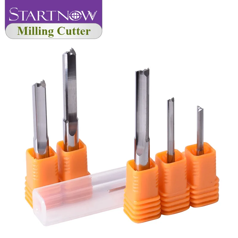 Startnow 10PCS Two Flutes Straight Bits 3.175 6 Milling Cutters Wood MDF Plywood Metal Tungsten Carbide End Mills Engraving Bit