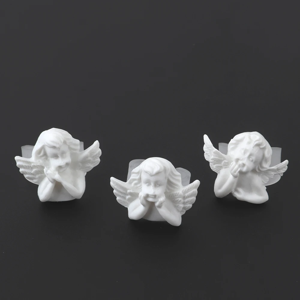 Trendy White Cute Cupid Angel Resin Ring For Women Men Vintage Creative Geometric Adjustable Finger Ring Fashion Jewelry Gifts