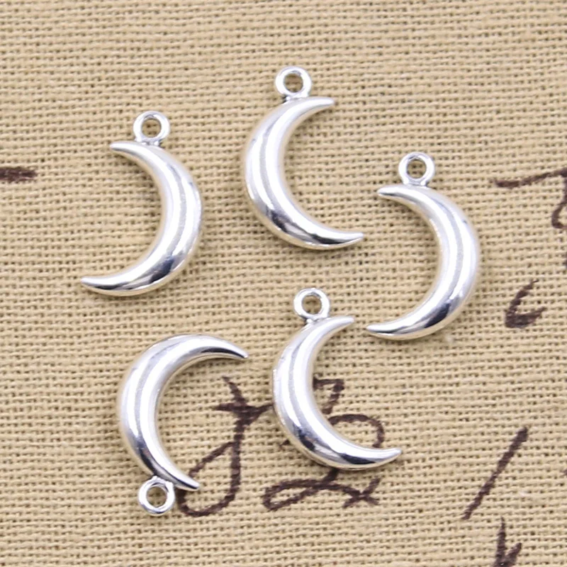 15pcs Charms Moon 18x10mm Antique Silver Color Pendants Making DIY Handmade Tibetan Finding Jewelry