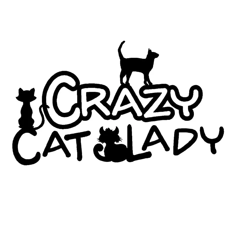 

18 * 10.6CM Crazy Cat Ladies Window Car Vinyl Sticker Animal Personalized Shape Decoration Sticker