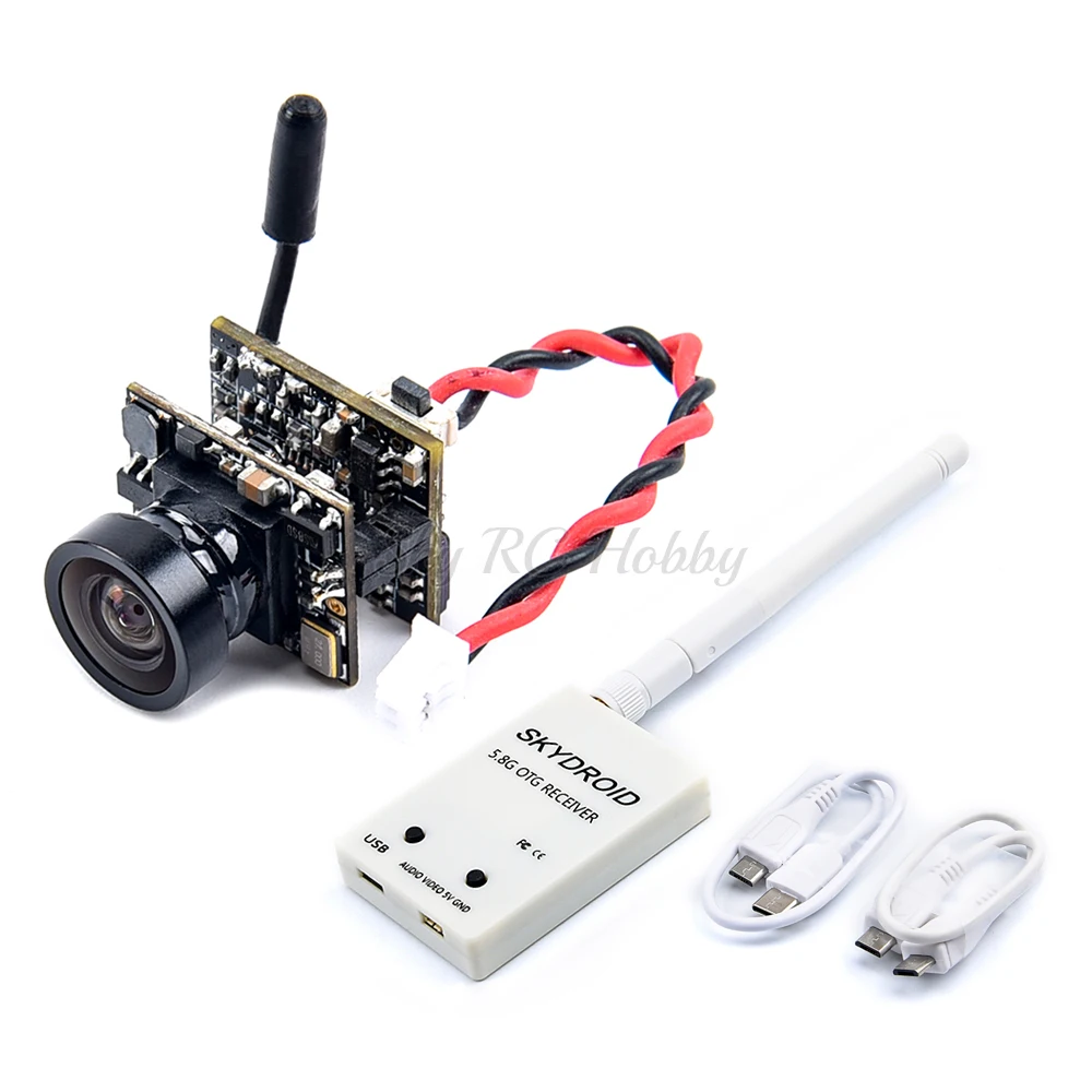 Mini 5.8G FPV 40CH 25mW Transmitter VTX 600TVL Camera + Skydroid OTG UVC Receiver for Android Mobile Phone Tablet For RC FPV