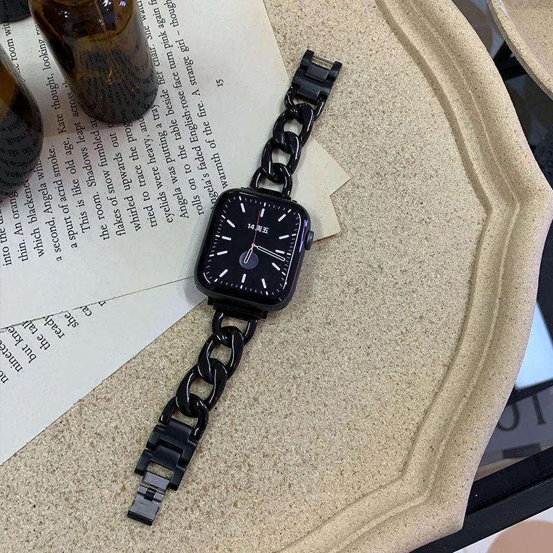 الفولاذ المقاوم للصدأ أنيقة سوار حريمي حزام ل سوار ساعة يد آبل 40/44 كاوبوي سلسلة رابط ل iWatch 7 6 5 4 3 2 1 38/42 مللي متر 41/45