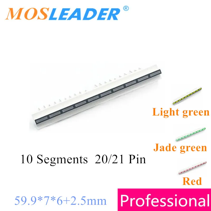 

Mosleader 100PCS Red Green 20P 21P 10 Segment Display Unilateral Pins 10 Segments 59.9*7*6 59.9x7x6 Bargraph LED Bar graph