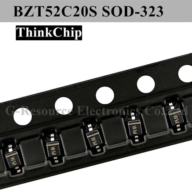 (100pcs) BZT52C20S SOD-323 SMD 0805 Voltage Stabilized Diode 20V (Marking WM)