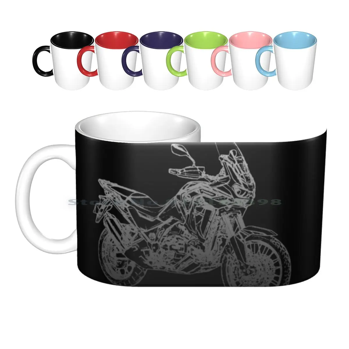 Crf 1100 Africa Twin Pencil Silhouette Motorcycle Enduro Touring Ceramic Mugs Coffee Cups Milk Tea Mug Africa Twin Africa Twin