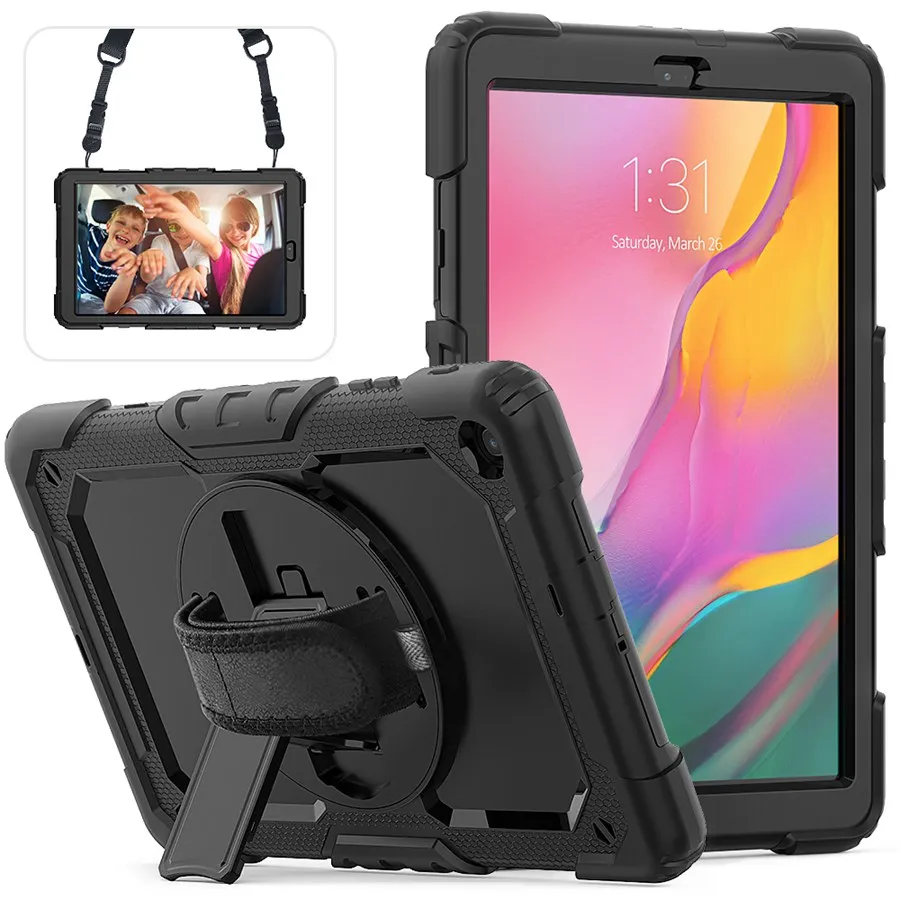 

Hand Strap 360 Rotatable Kickstand shockproof Protective Case with screen protector for Samsung Galaxy Tab A 10.1 2019 T515 T510