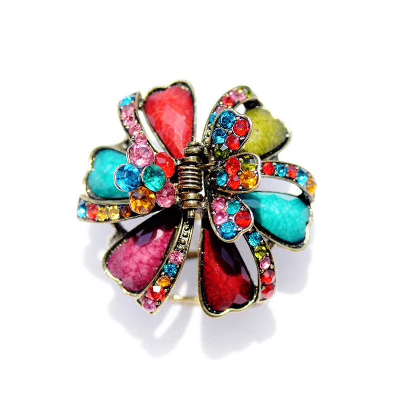 Morkopela Vintage Hair Claw Crab Women Banquet Hair Clip Accessories Rhinestone Big Hair Clips Jewelry For Women