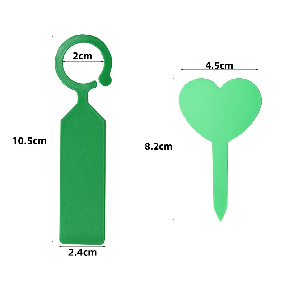 2 tipos de etiqueta de plantación de jardín, gancho, marcador de árbol, signo en forma de corazón, 10 colores, Estaca de etiqueta colgante