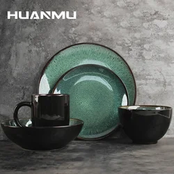 Green Gem Bowl Dish Nordic Ceramics Noodle Soup Salad Bowls Mug Set Milk Espresso Coffee Cups Household Pasta Dishes Dinnerware